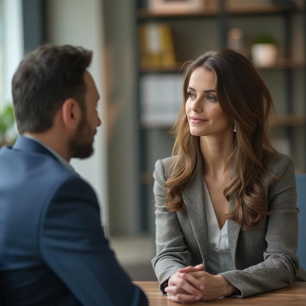 Consultor trabajando de cerca con un cliente