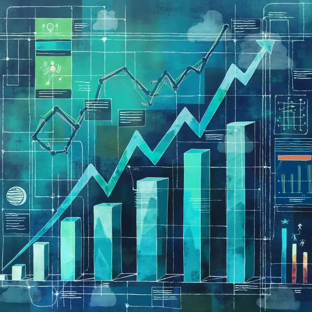 Gráficos de crecimiento de una empresa tecnológica